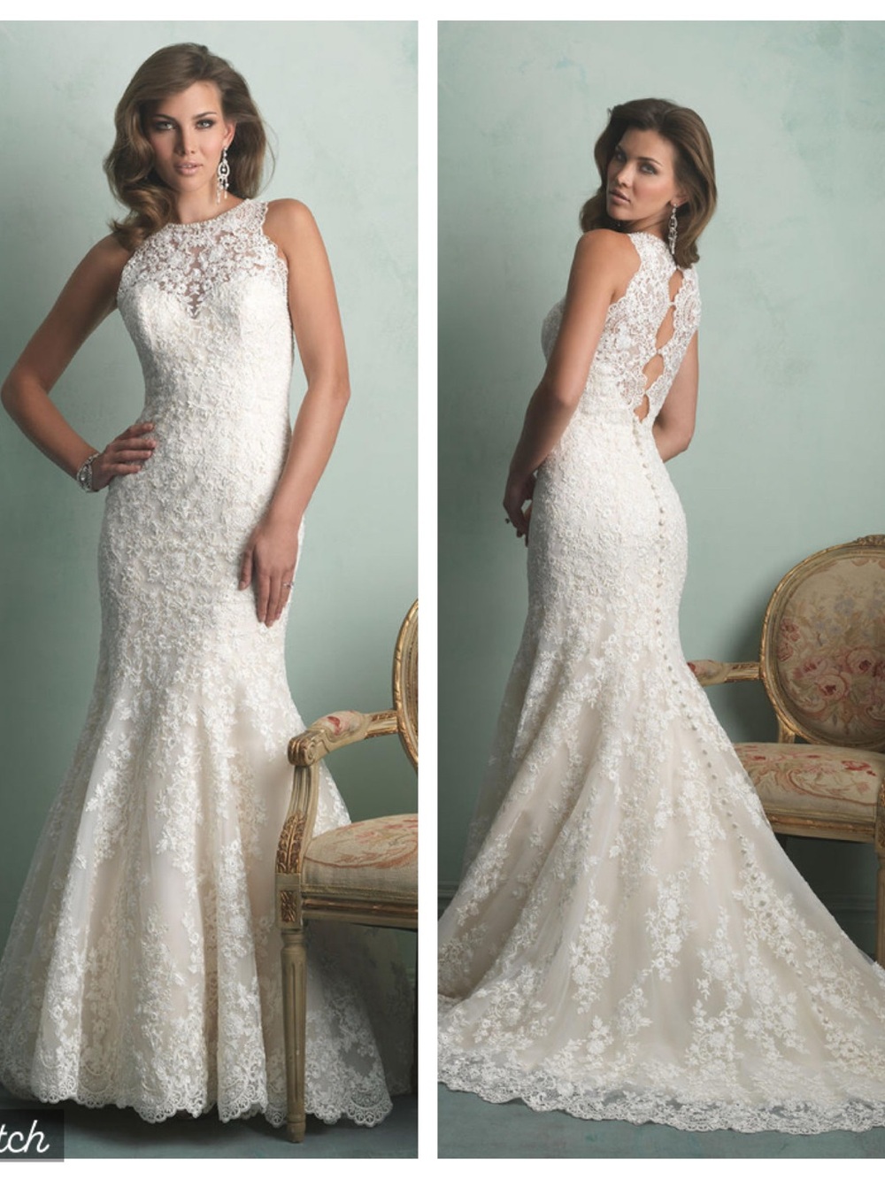 Stunning New Allure Bridals Alencon Lace Wedding Gown